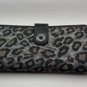 COACH Ocelot Leopard Print Shimmer Zip Around Wallet